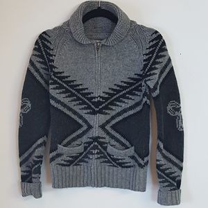 TNA Zip Up Wool Sweater// Black and Grey, Medium